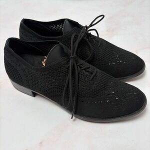 Aetrex Hayben Black Knit Oxford Lace Up Comfort‎ Shoes Size 9.5